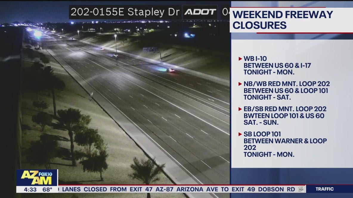 Phoenix weekend freeway closures (April 12-15)